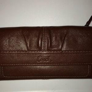 Brown large all leather Coach wallet
